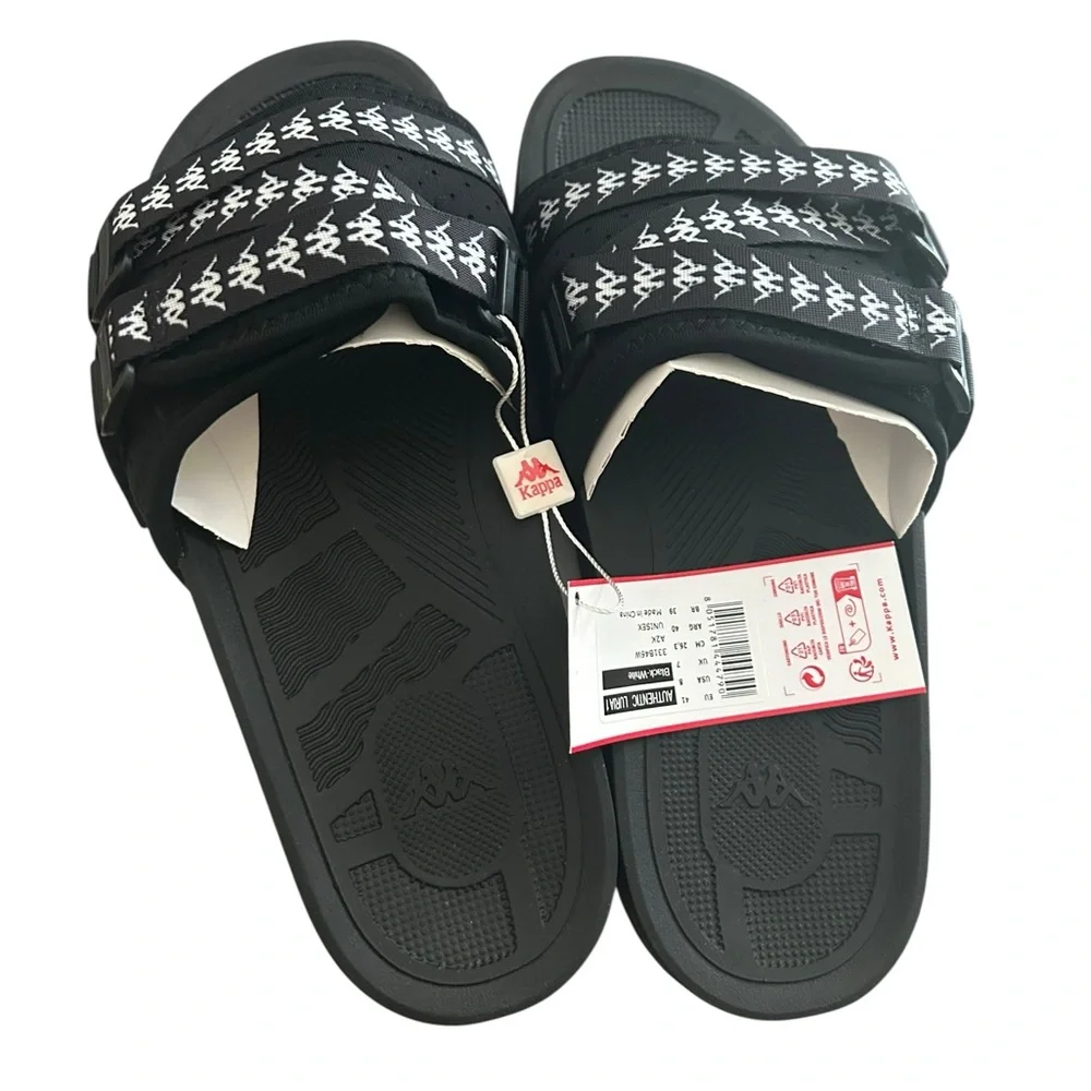 Kappa Authentic Luria 1 Slide Sandals Black/White Size 8 Men’s‎ / Unisex NEW